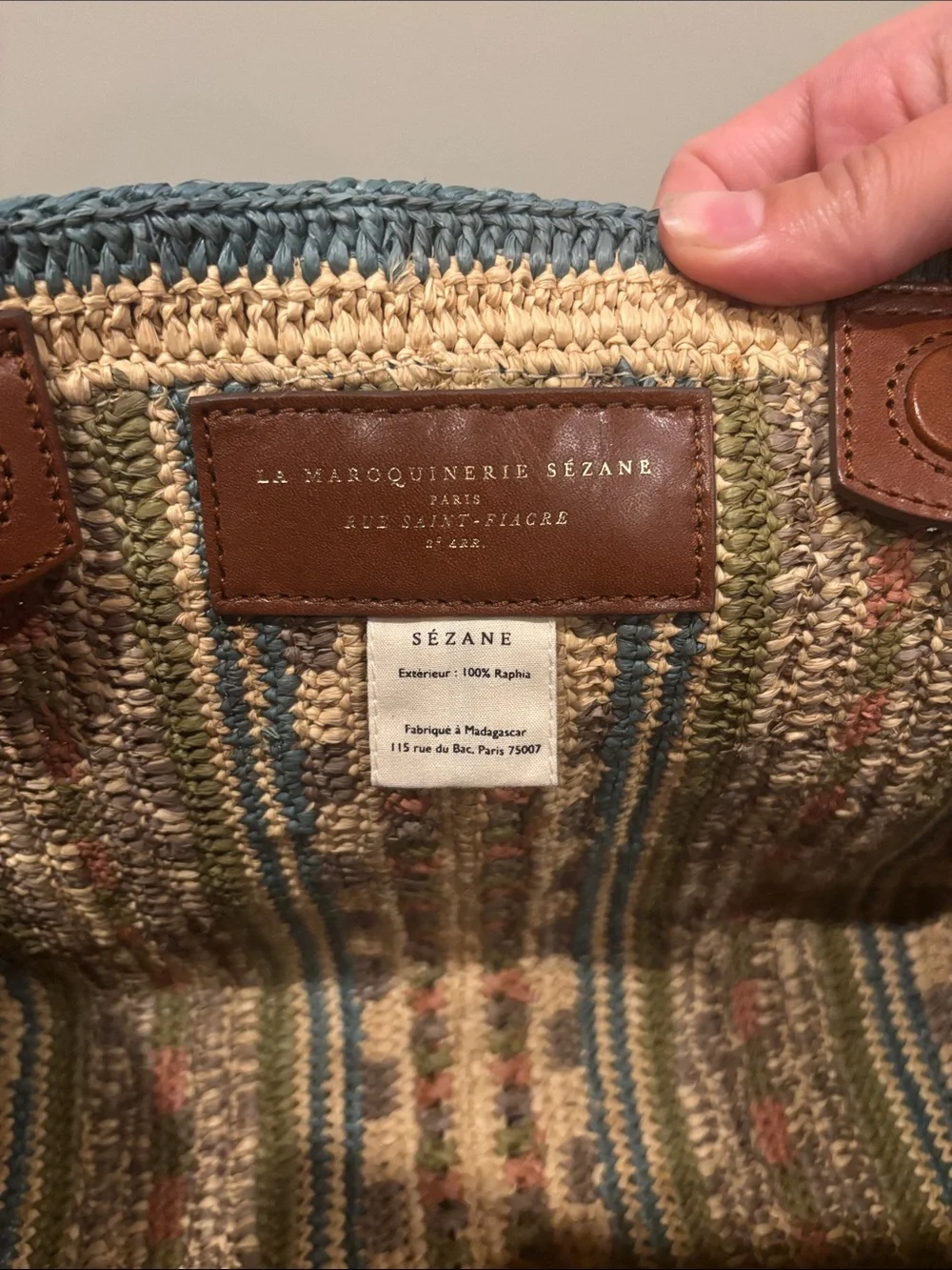 SEZANE Carla multi color straw raphia clutch pochette rare